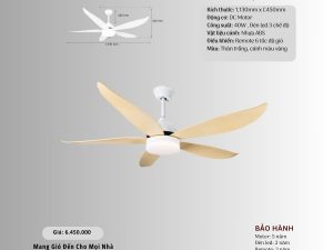 Quạt trần 5 cánh nhựa HS-QViFa-58/VÀNG