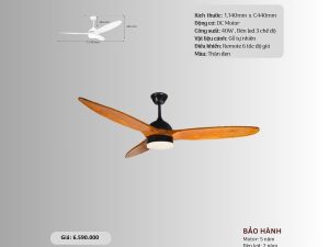 Quạt trần 3 cánh gỗ tự nhiên HS-QViFa-15