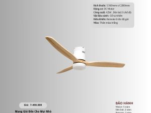 Quạt trần 3 cánh gỗ tự nhiên HS-QViFa-36