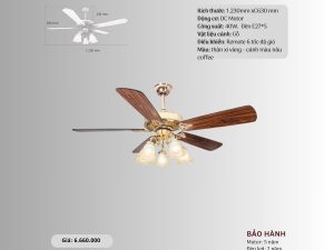 Quạt trần 5 cánh gỗ HS-QViFa-600VF06