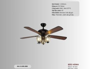 Quạt trần đèn 5 cánh gỗ HS-QT5218