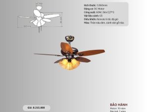 Quạt trần đèn 5 cánh gỗ HS-QT4224