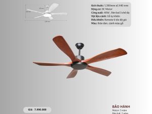 Quạt trần 5 cánh gỗ tự nhiên HS-QViFa-76VF59