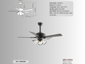 Quạt trần đèn 5 cánh nhựa HS-QT44